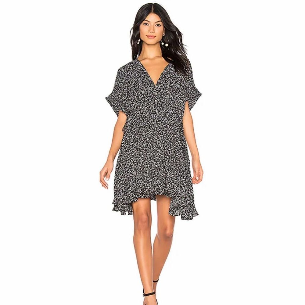 Free People One Fine Day Mini Dress in Black Floral Boho Size XS